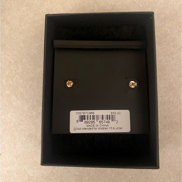 New Coach Pave Heart Stud Earrings Logo Gold Multicolor NWT - Picture 4 of 6